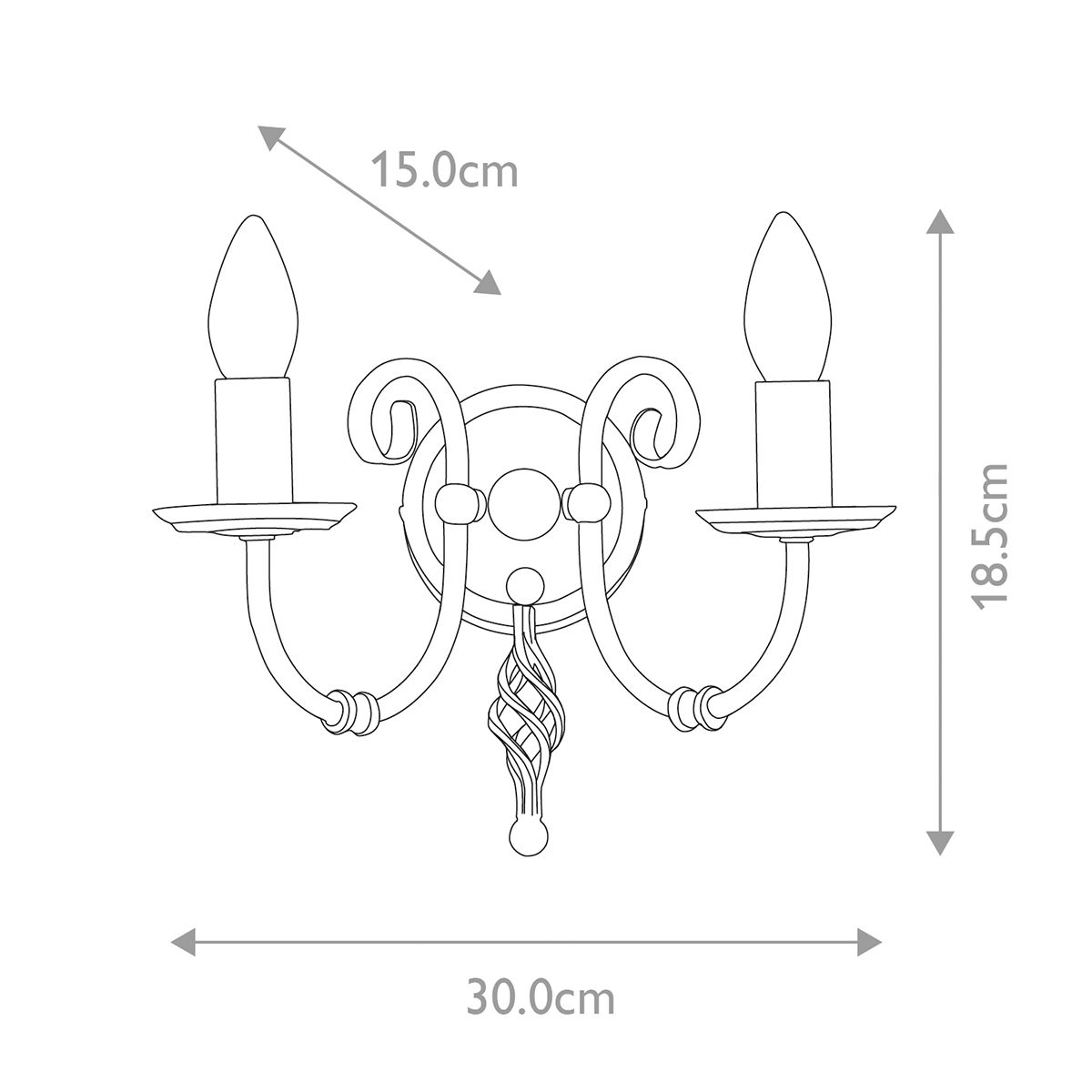 Aries 2 Light Wall Light Aged Brass - ART2-AGD-BRASS