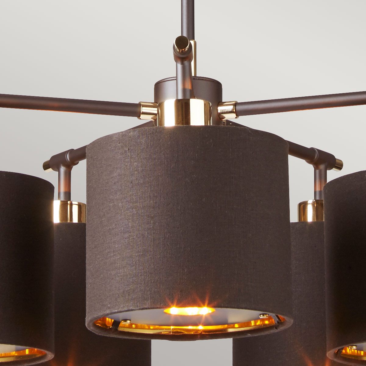 Balance 5 Light Pendant Brown & Polished Brass - BALANCE5-BRPB