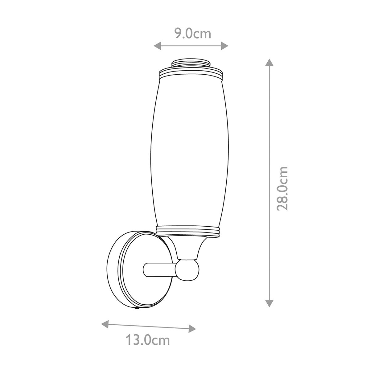 Eliot 280mm Vanity Light Polished Chrome - BATH-ELIOT1-PC