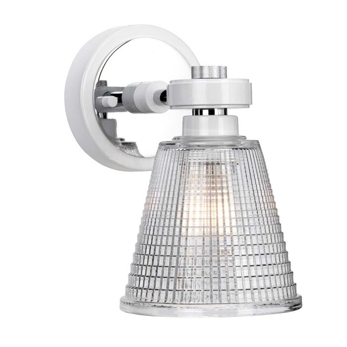 Gunnislake Vanity Light Polished Chrome & White - BATH-GUNNIS1-WPC