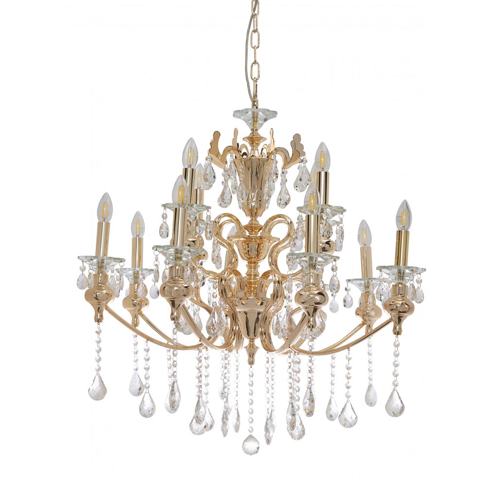 Fiorentino Lighting - AMATRICE 12 Light Gold Crystal Chandelier