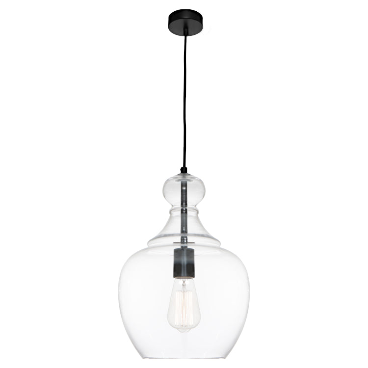 Bellac Pendant Light Black & Clear - BELL1PBLK