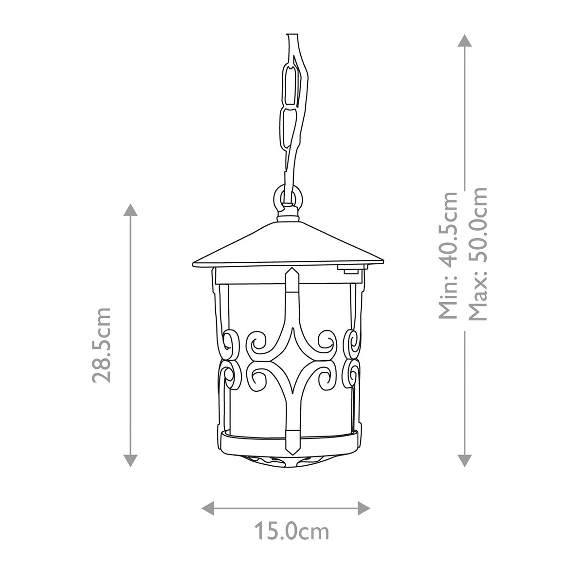 Hereford Porch Chain Lantern Black - BL13B-BLACK