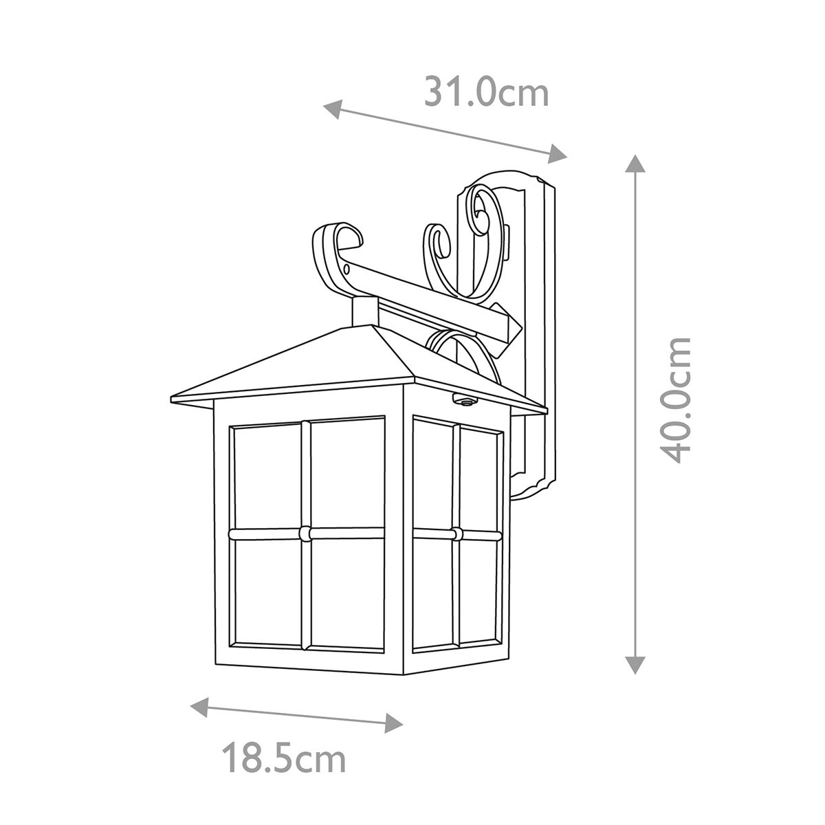 Winchester 400mm Wall Down Lantern Black - BL19-BLACK