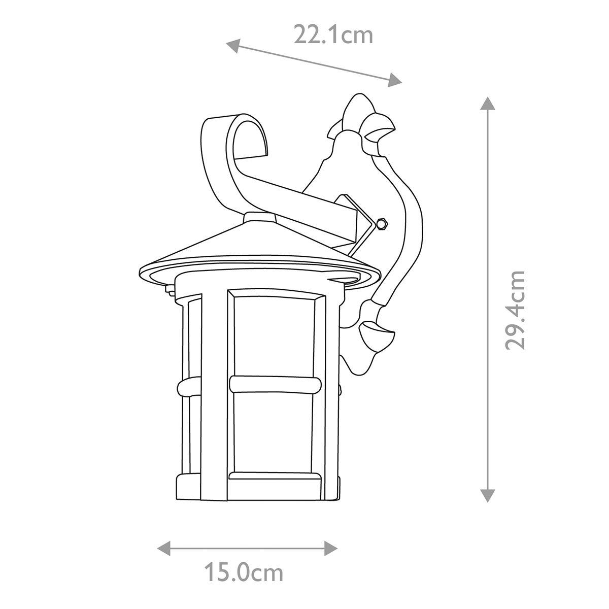 Hereford Wall Down Lantern Black - BL21-BLACK-E27