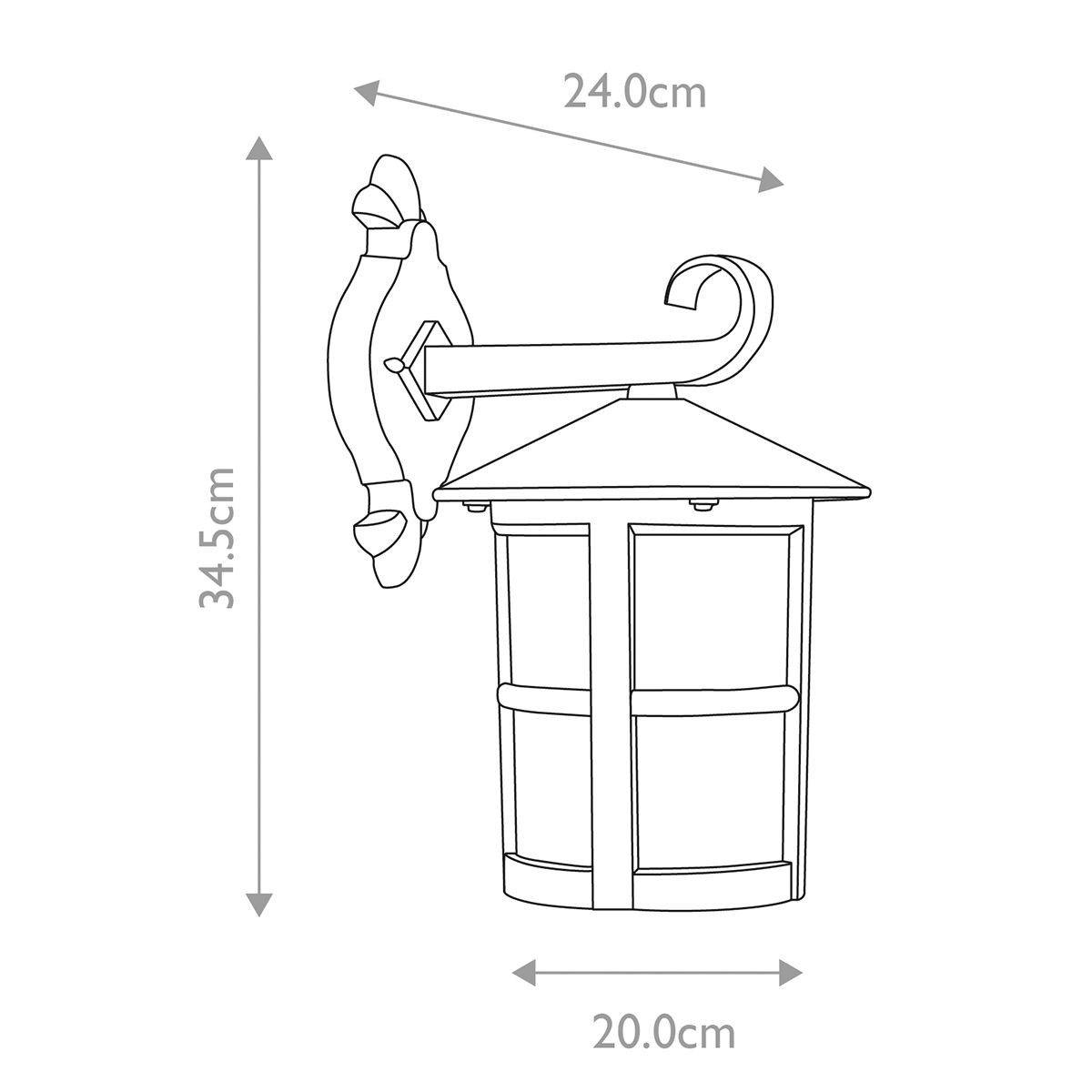 Hereford Large Wall Down Lantern Black - BL21-G-BLACK