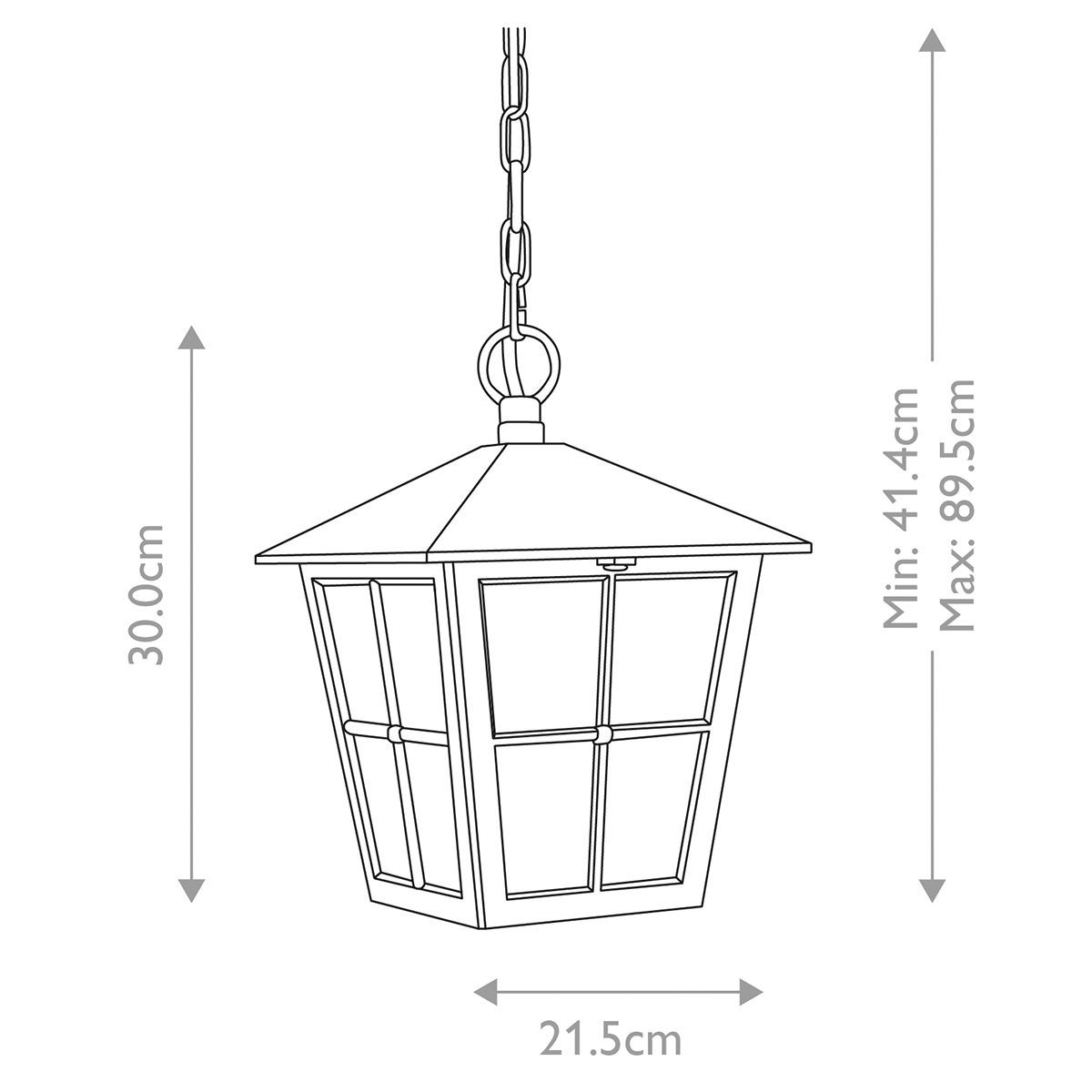 Canterbury Ceiling Chain Lantern Black - BL48M-BLACK
