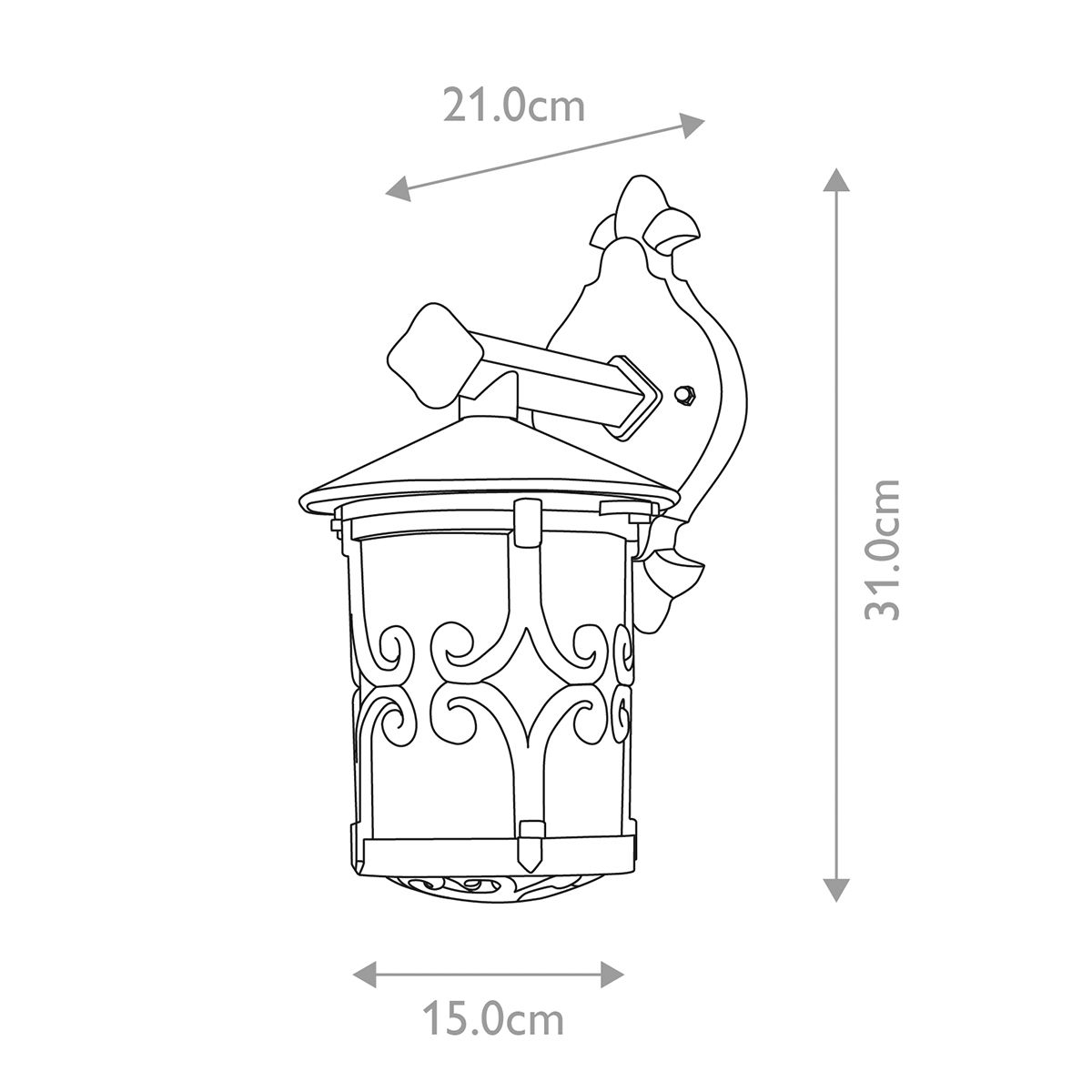 Hereford Wall Down Lantern Black - BL8-BLACK