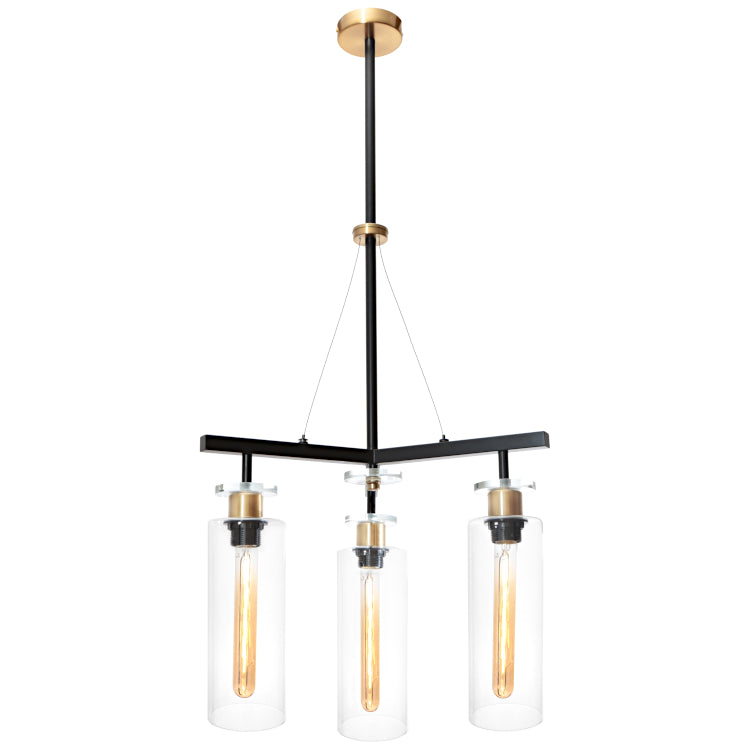Bourne 3 Light Pendant Black & Gold - BOUR3PBLK