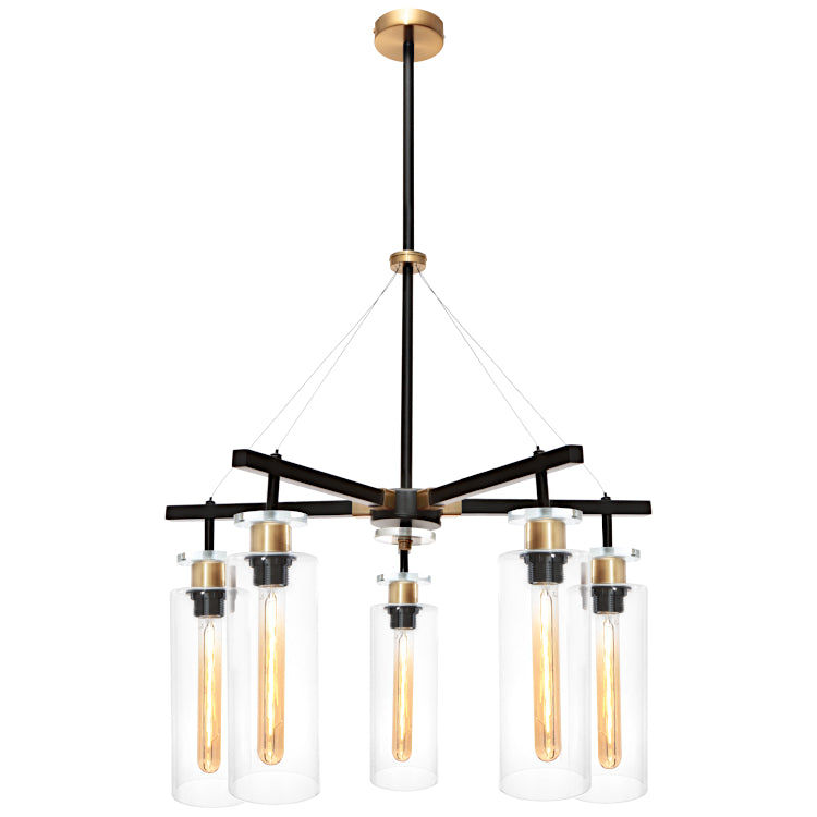 Bourne 5 Light Pendant Black & Gold - BOUR5PBLK