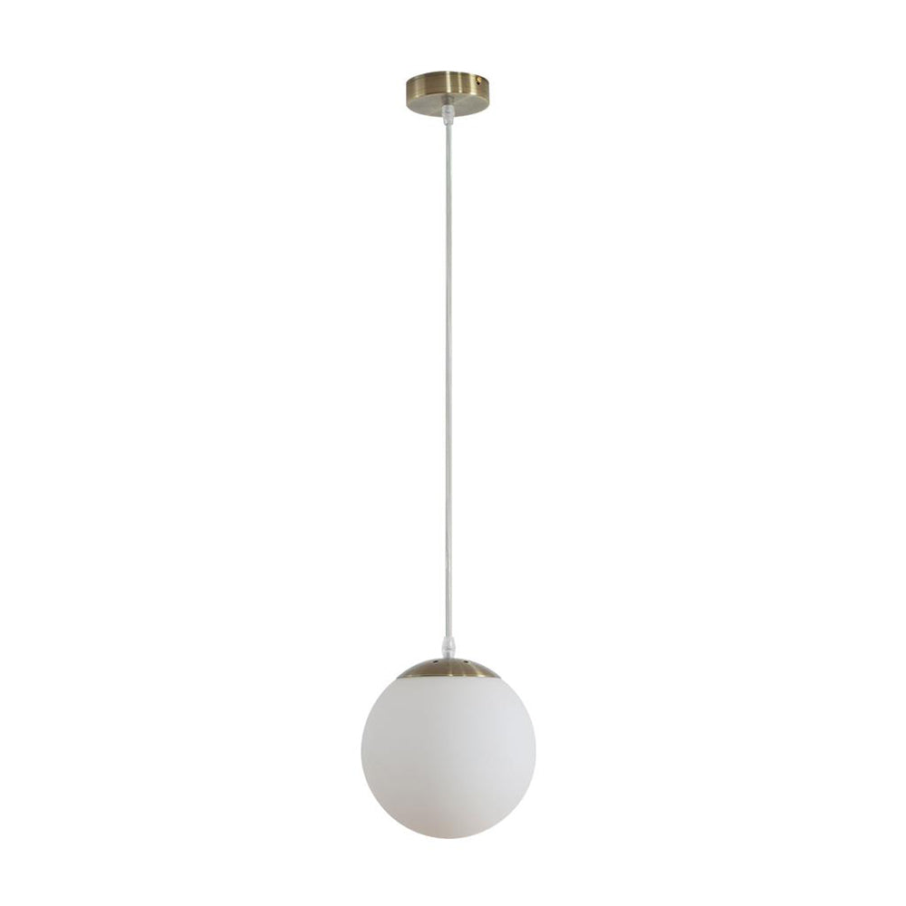 Bubble Pendant Light W200mm Antique Brass Opal Glass - 31463