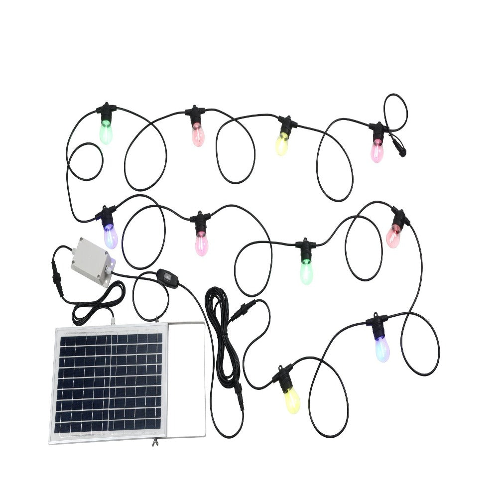 Buy Festoon Lights Australia Festoon Solar 10 Lights 12V L13000mm Black Plastic RGB - 205895N