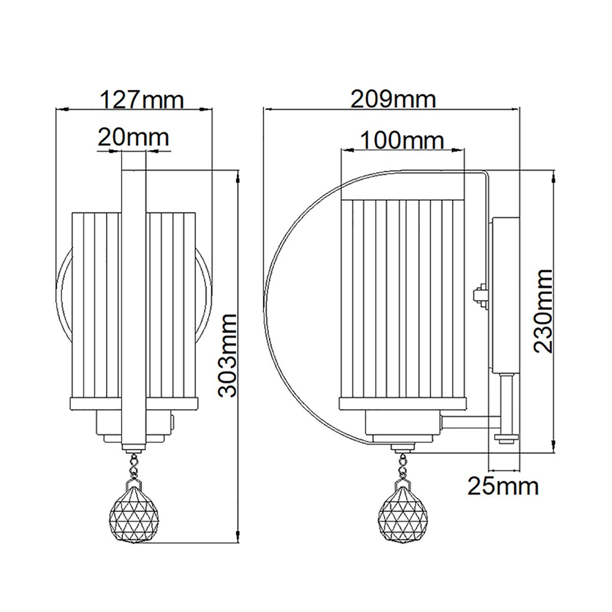 Cassie Steel Wall Light Polished Nickel - CASSIE1