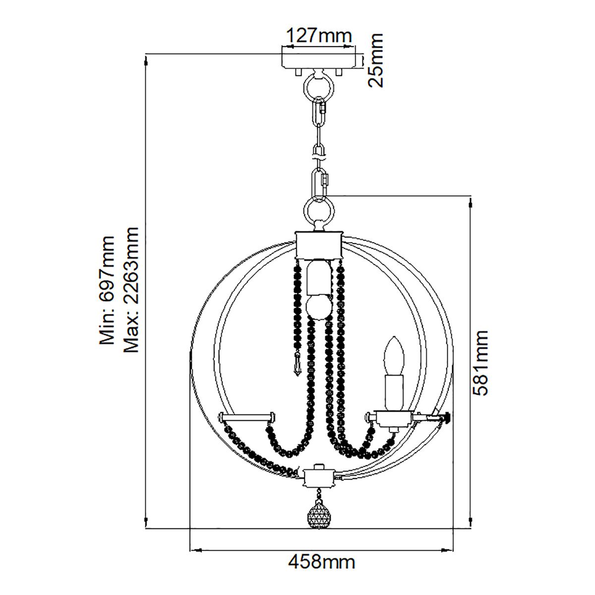 Cassie 4 Light Pendant Polished Nickel - CASSIE4