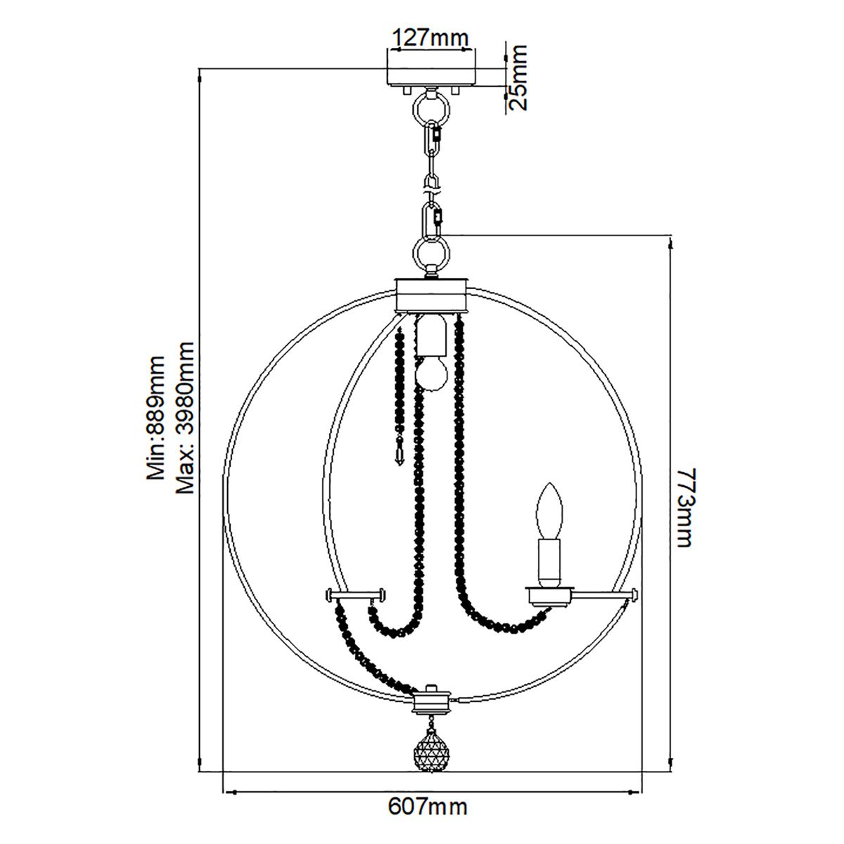 Cassie 7 Light Pendant Polished Nickel - CASSIE7