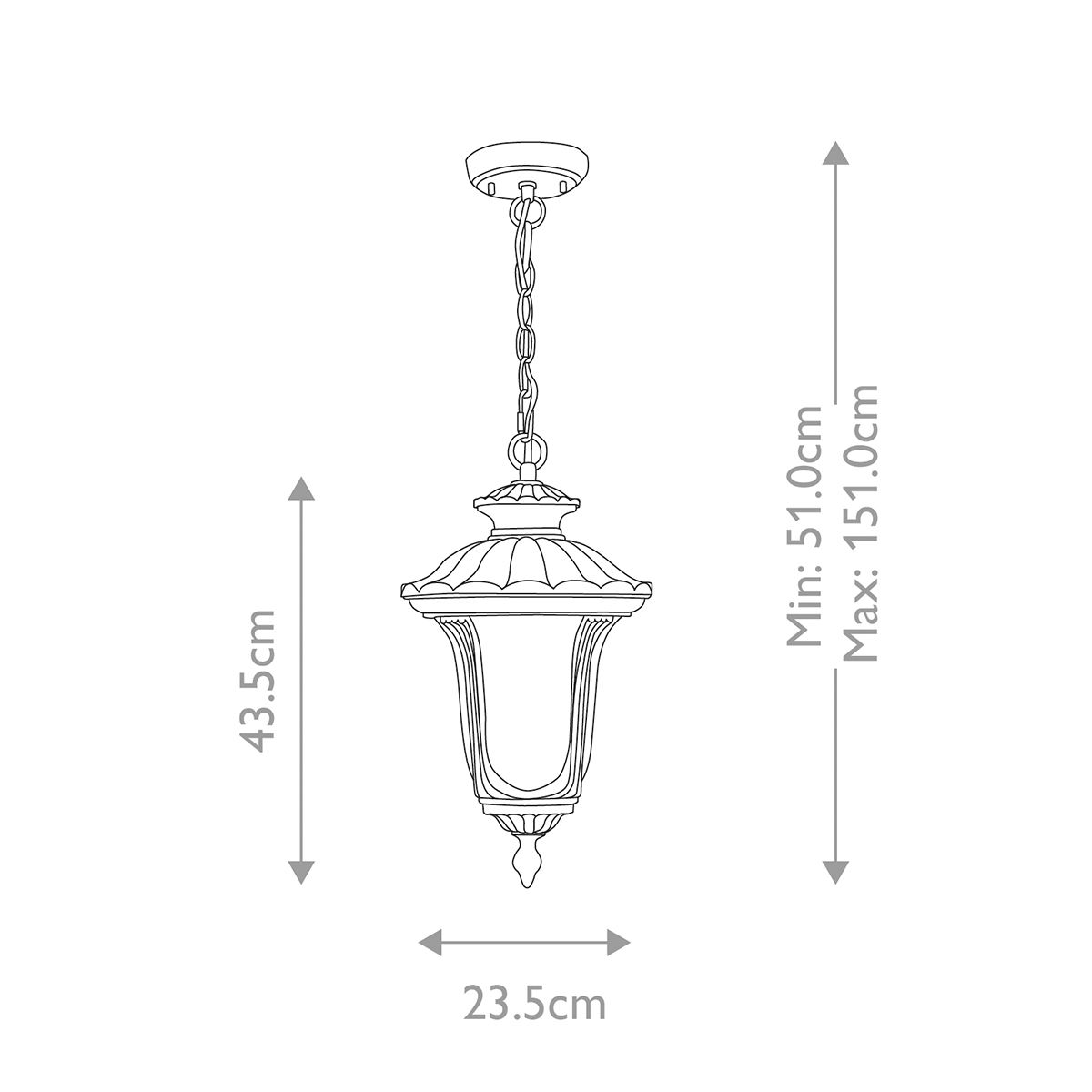 Chicago Small Chain Lantern Rusty Bronze Patina - CC8-S