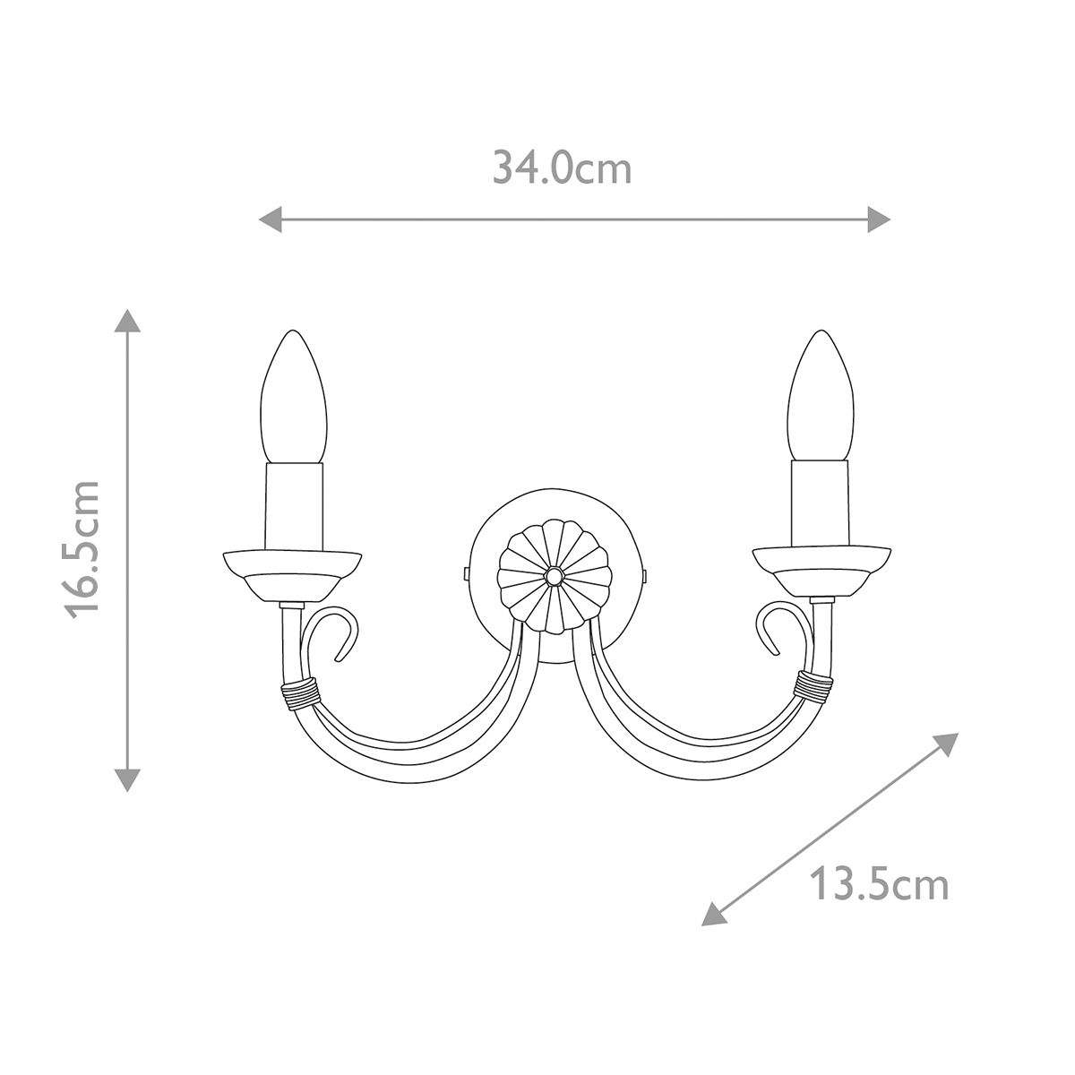 Chartwell 2 Light Wall Light Black - CH2-BLACK