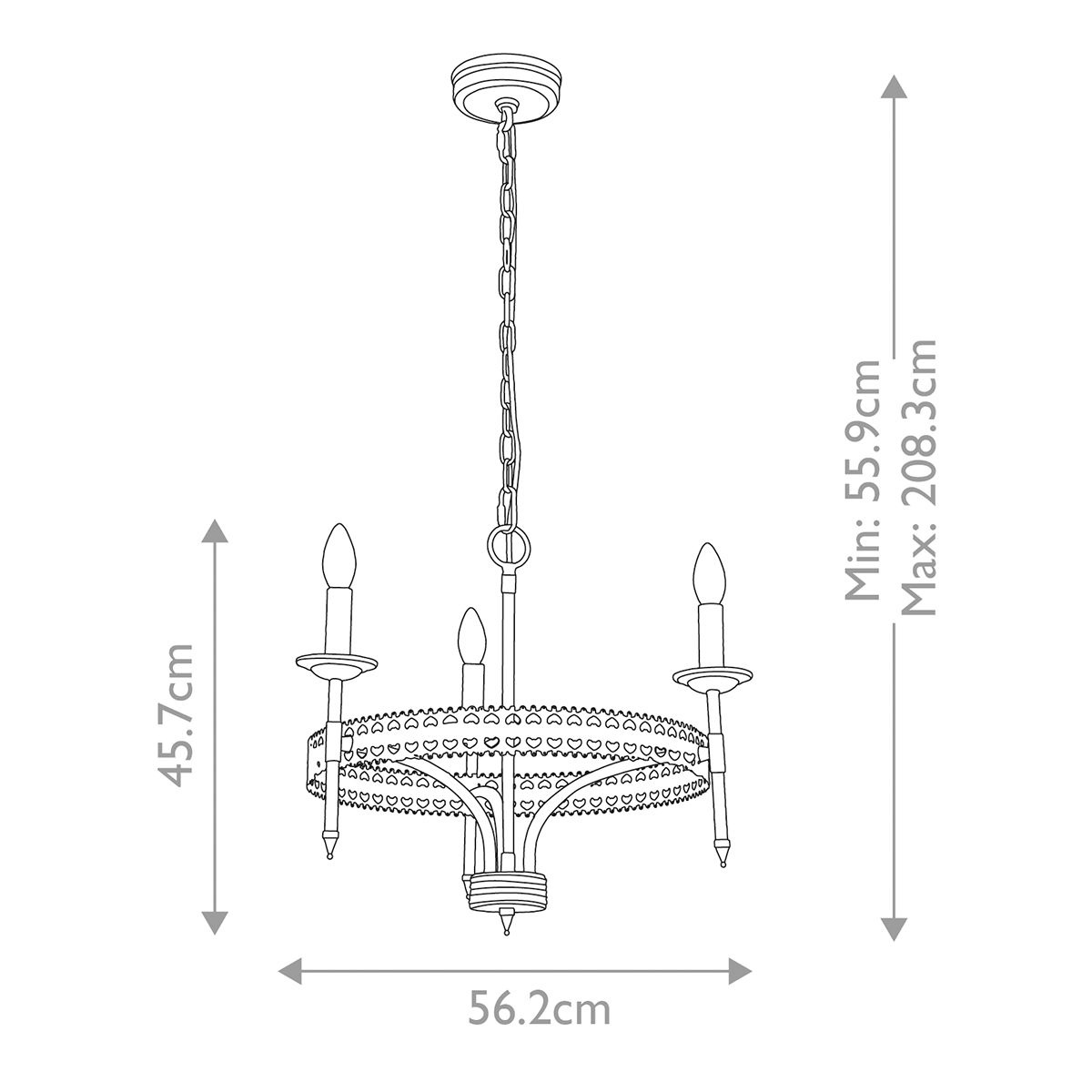 Crown 3 Light Pendant Iron Gate - CROWN3