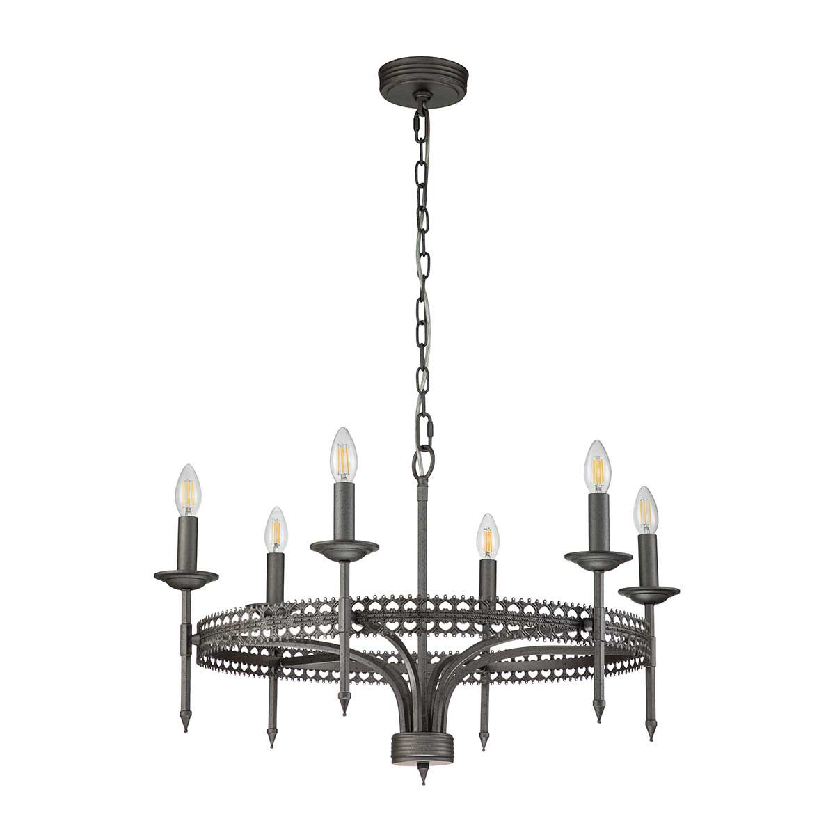 Crown 6 Light Pendant Iron Gate - CROWN6