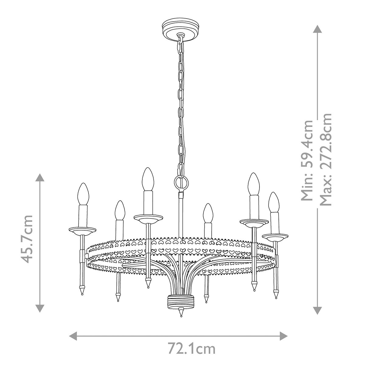 Crown 6 Light Pendant Iron Gate - CROWN6