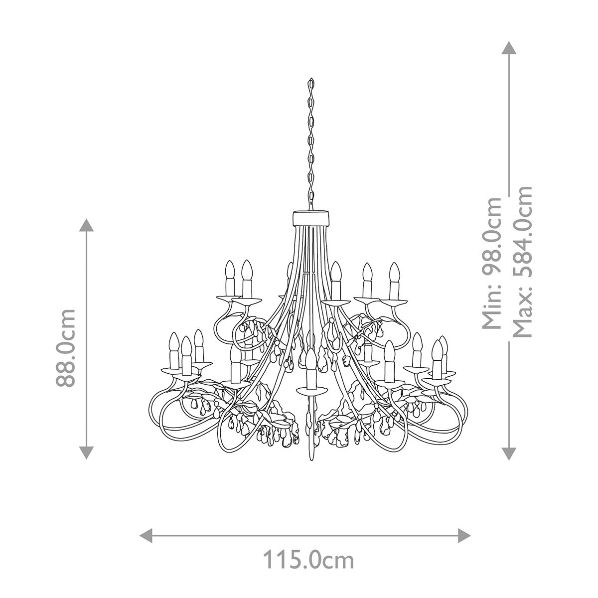Christina 18 Light Pendant Silver & Gold Patina - CRT18-SIL-GOLD