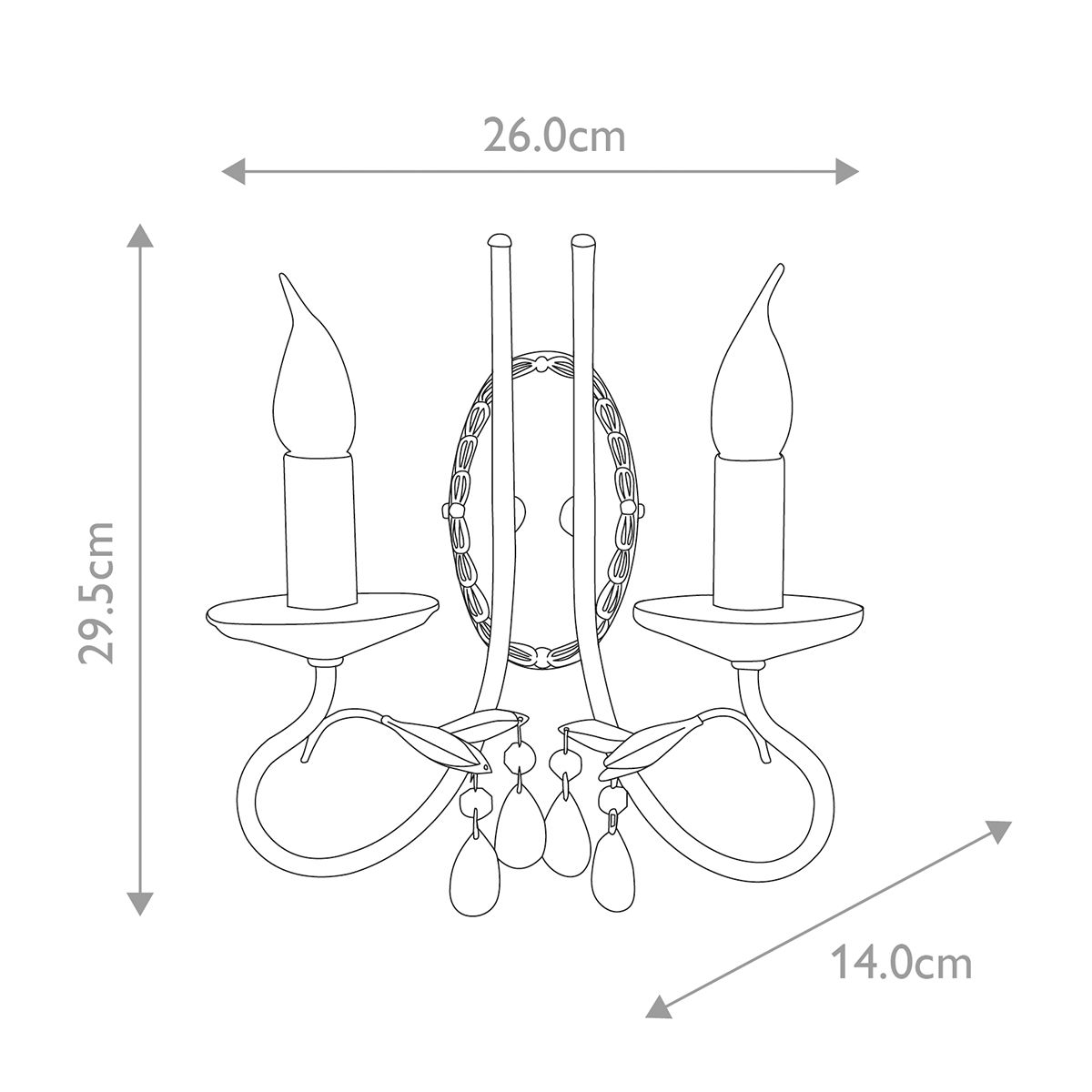 Christina 2 Light Wall Light Silver & Gold Patina - CRT2-SILVER-GOLD