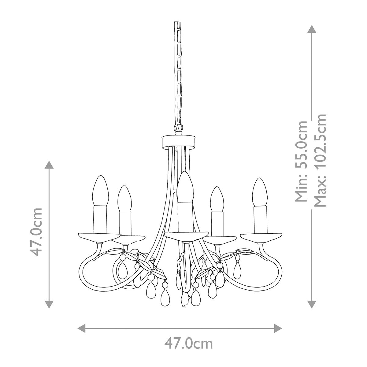 Christina 5 Light Pendant Silver & Gold Patina - CRT5-SILVER-GOLD