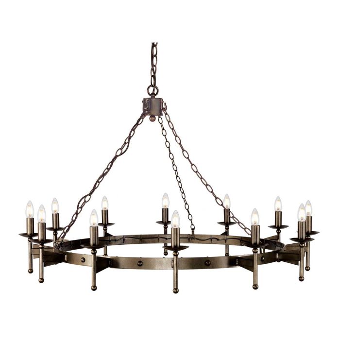 Cromwell Steel 12 Light Chandelier Old Bronze - CW12-OLD-BRZ