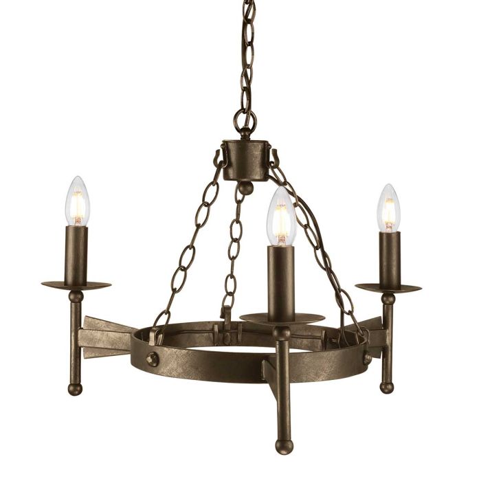 Cromwell Steel 3 Light Chandelier Old Bronze - CW3-OLD-BRZ