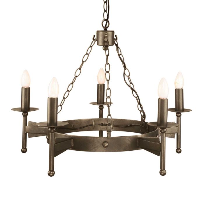 Cromwell Steel 5 Light Chandelier Old Bronze - CW5-OLD-BRZ
