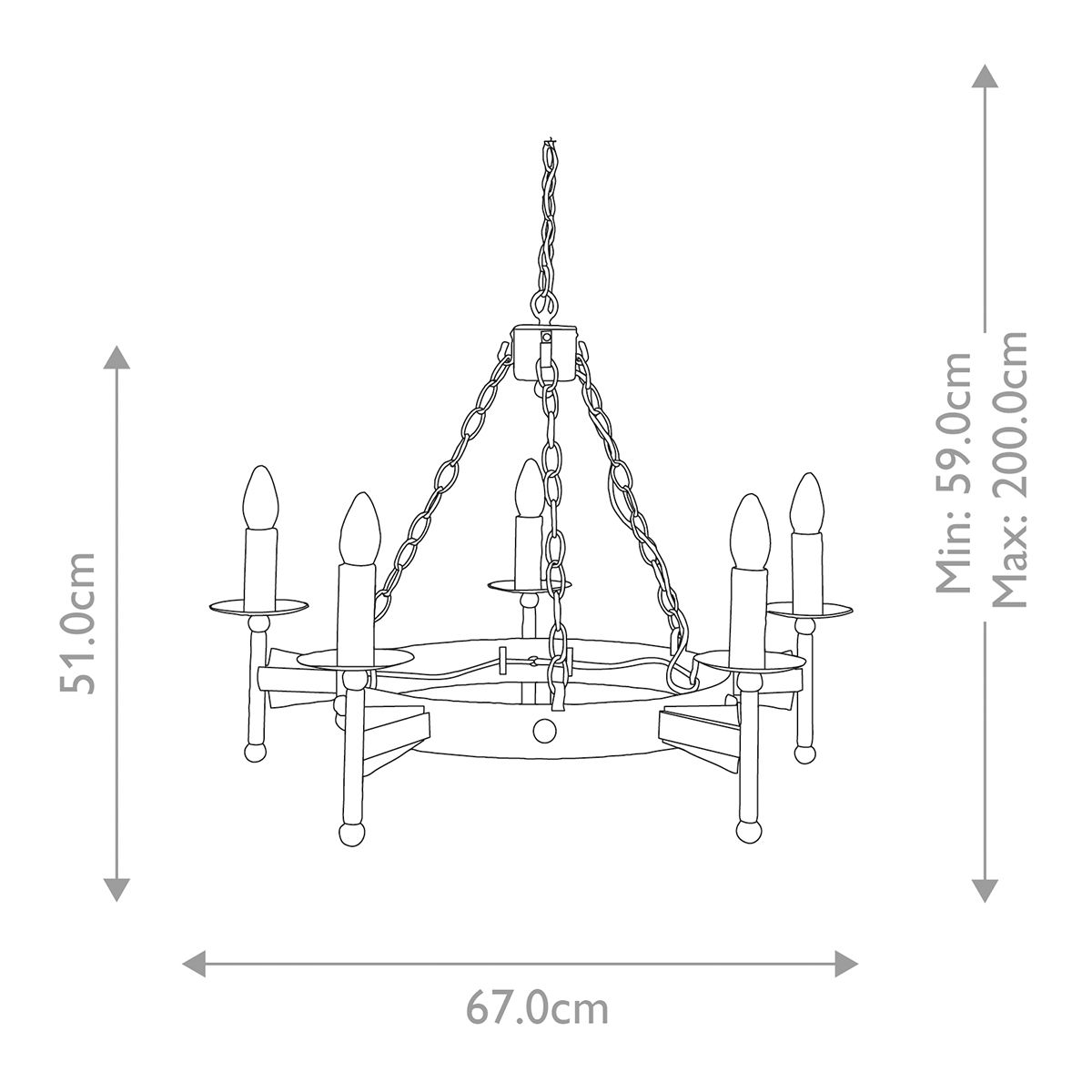 Cromwell Steel 5 Light Chandelier Old Bronze - CW5-OLD-BRZ