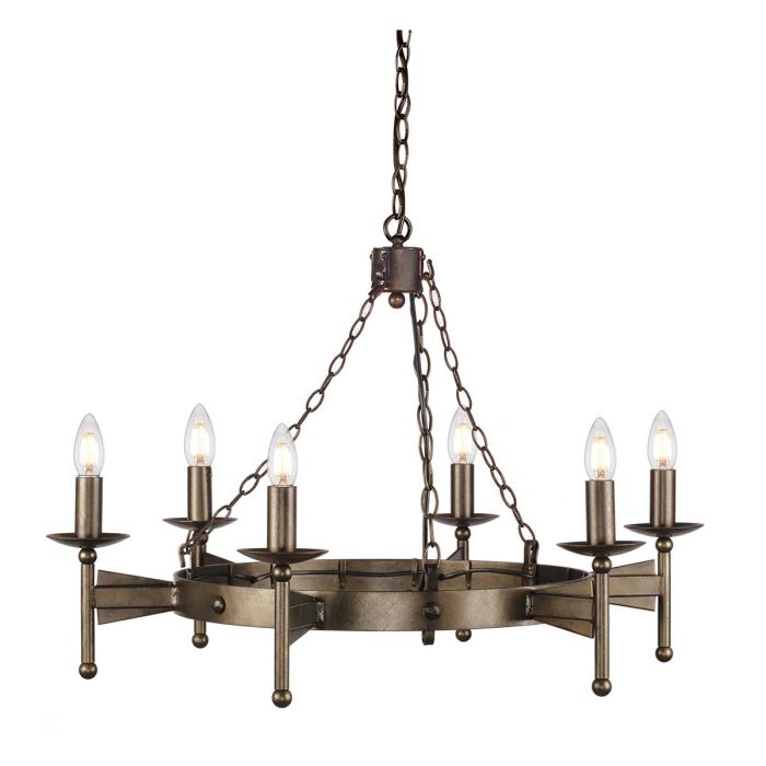 Cromwell Steel 6 Light Chandelier Old Bronze - CW6-OLD-BRZ
