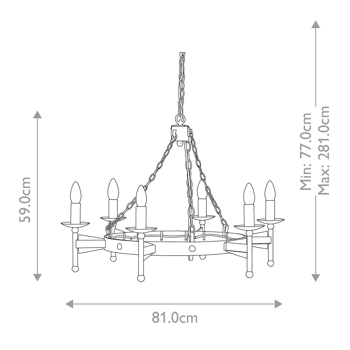 Cromwell Steel 6 Light Chandelier Old Bronze - CW6-OLD-BRZ