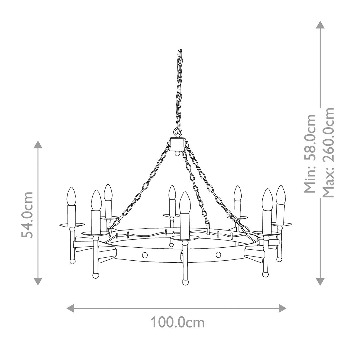 Cromwell Steel 8 Light Chandelier Old Bronze - CW8-OLD-BRZ