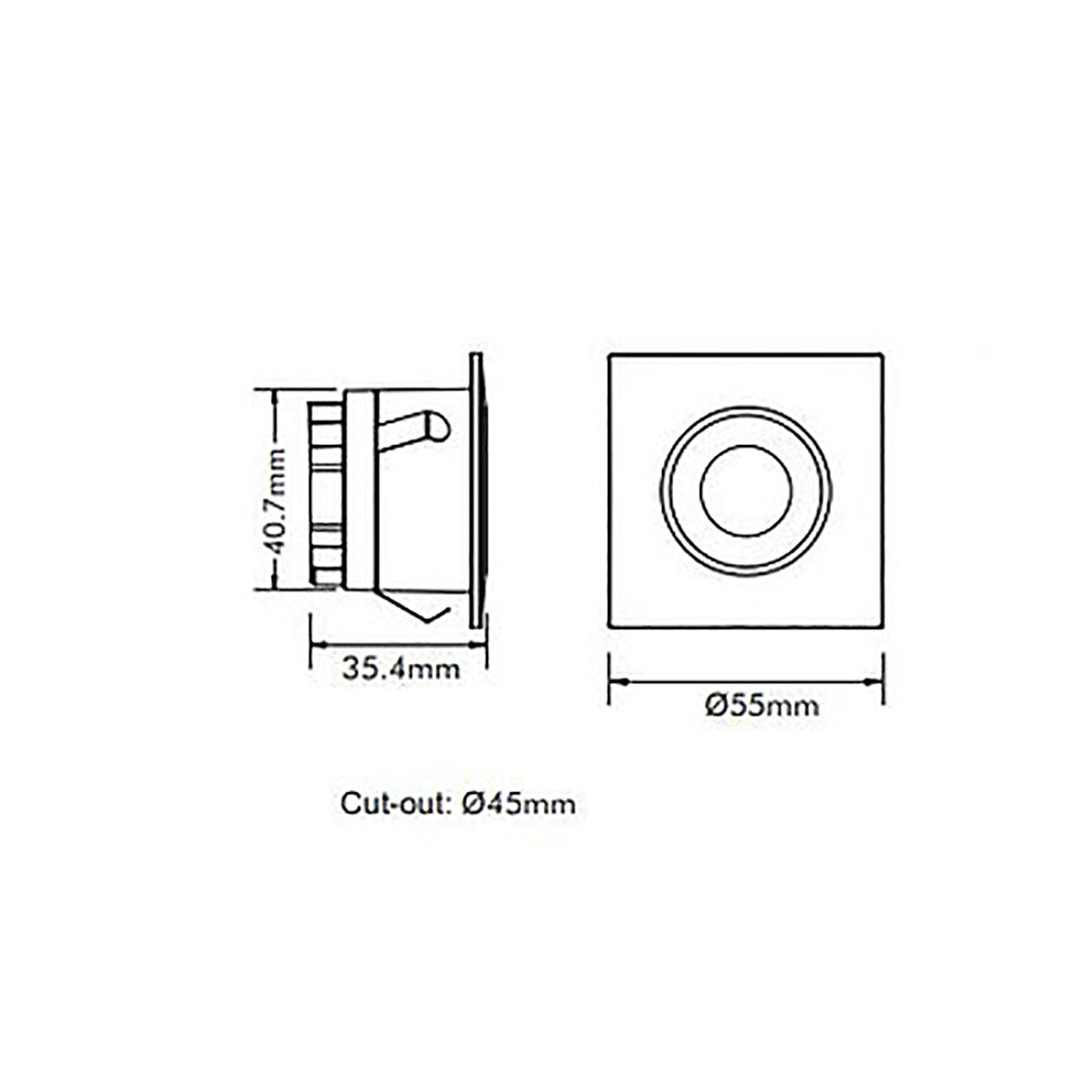 Buy Step Lights Australia Square LED Step Light Satin Chrome Aluminium 15° TRI colour - STEP-519SCH/TC