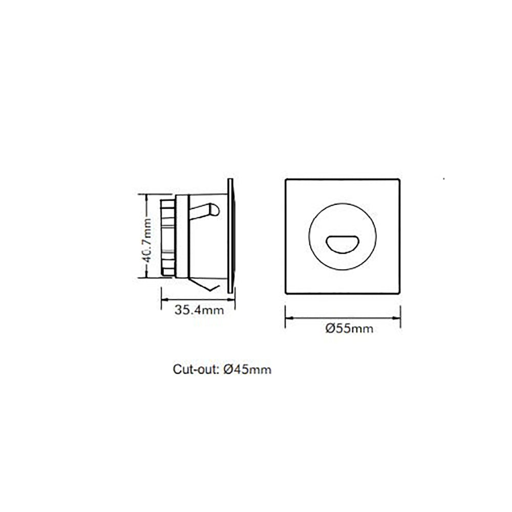 Buy Step Lights Australia Square LED Step Light Satin Chrome Aluminium 30° TRI colour - STEP-515SCH/TC