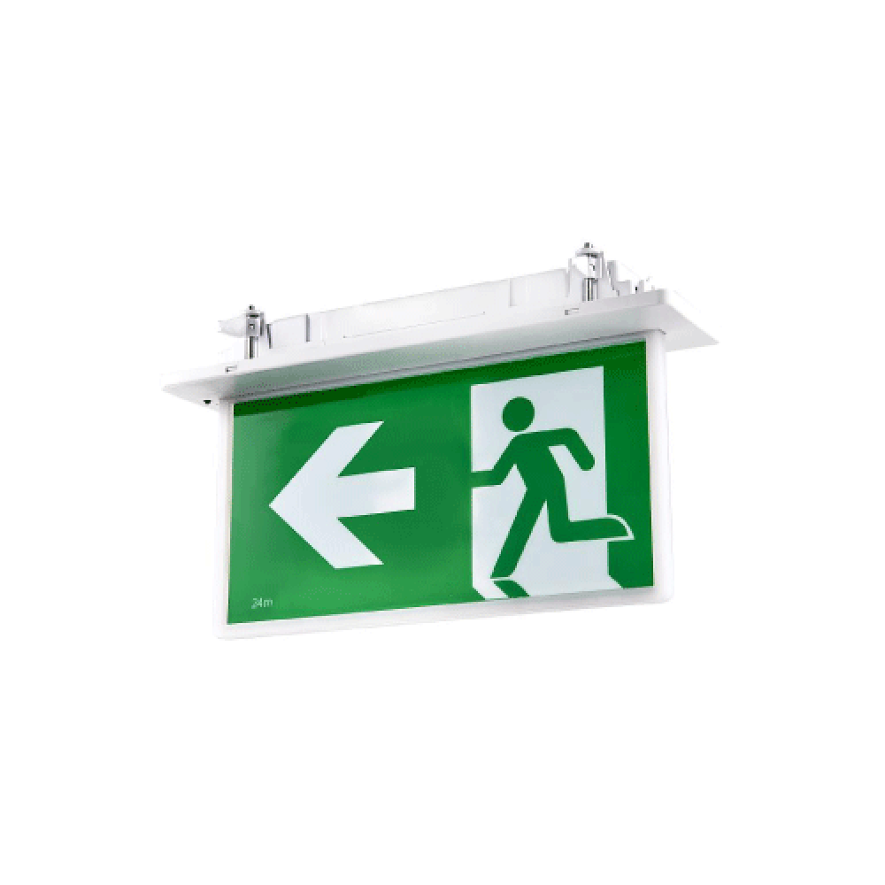 Buy Emergency LED Exit Signs Australia Recessed Emergency LED Exit Sign Light W363mm 1W Black - SP-2002 BK