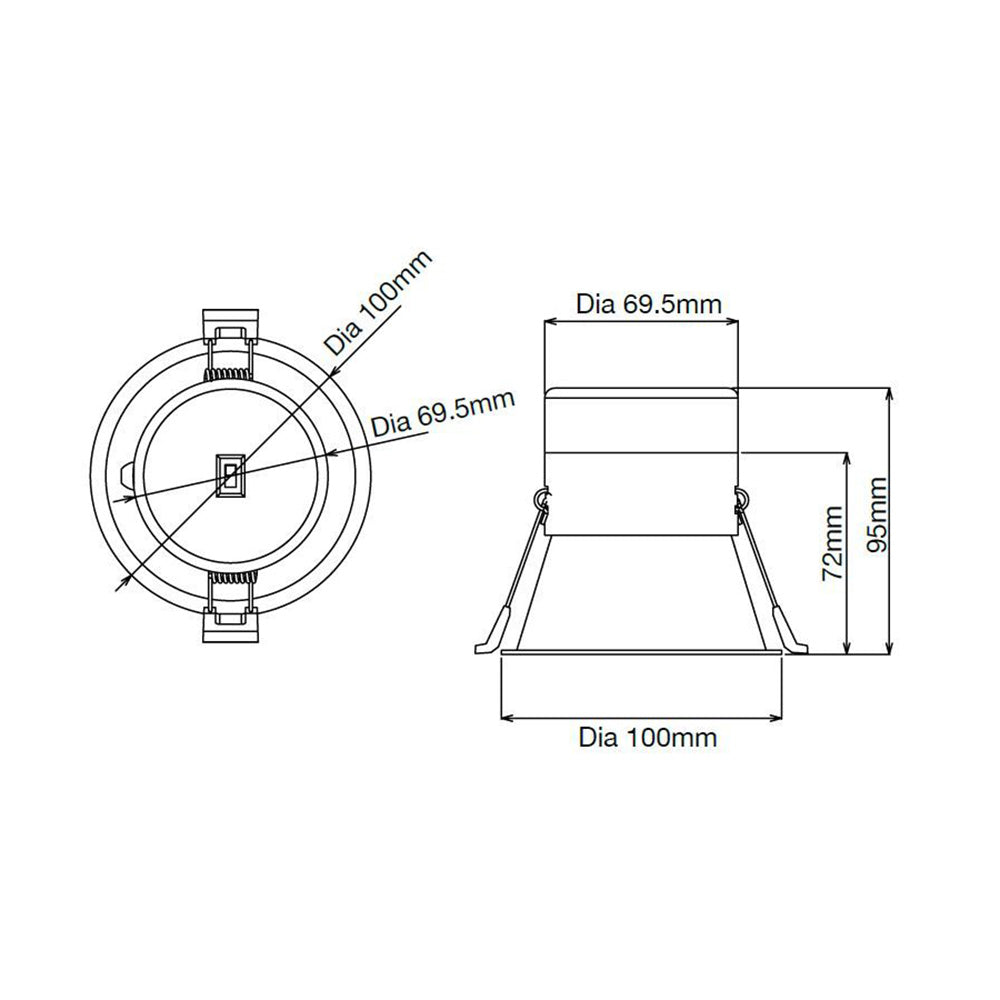 Buy Recessed Downlights Australia Class II Dimmable LED Downlight Low Glare 10W TRI Colour White - TLCD34510WD