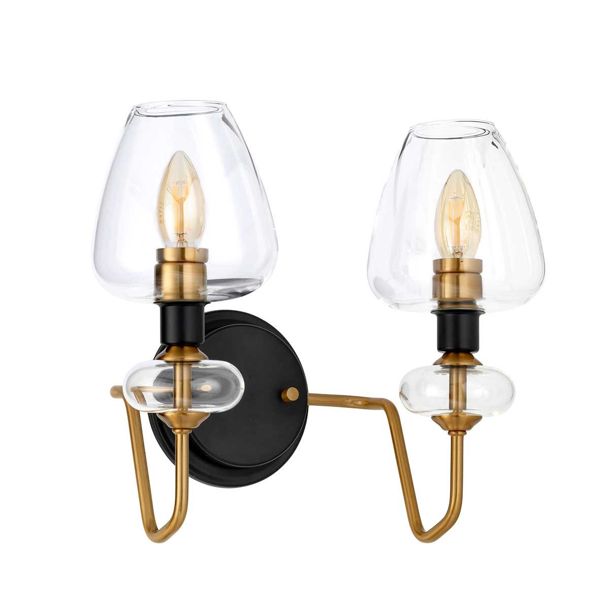 Armand 2 Light Wall Light Aged Brass Plated & Charcoal Black Paint - DL-ARMAND2-AB