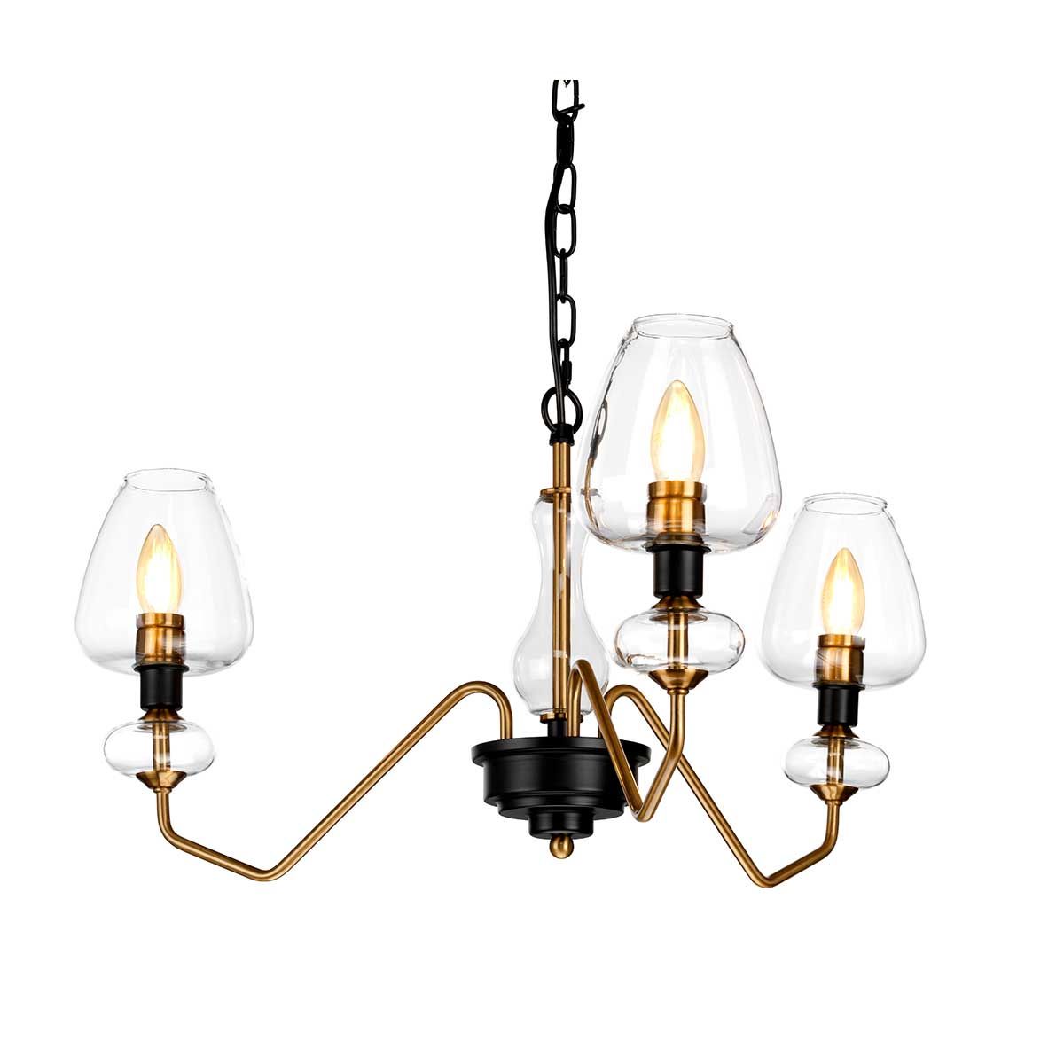 Armand 3 Light Pendant Aged Brass Plated & Charcoal Black Paint - DL-ARMAND3-AB