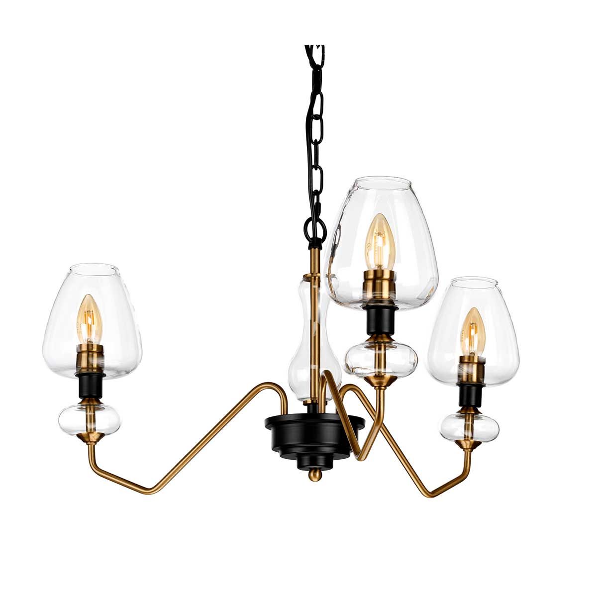 Armand 3 Light Pendant Aged Brass Plated & Charcoal Black Paint - DL-ARMAND3-AB