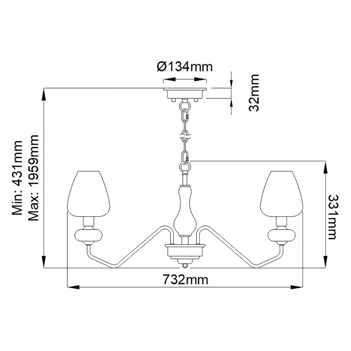 Armand 3 Light Pendant Aged Brass Plated & Charcoal Black Paint - DL-ARMAND3-AB