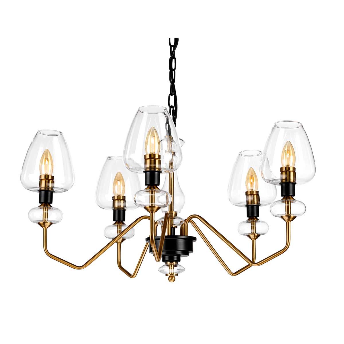 Armand 5 Light Chandelier Aged Brass Plated & Charcoal Black Paint - DL-ARMAND5-AB
