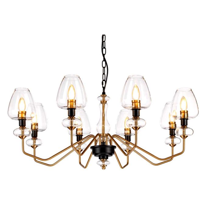 Armand 8 Light Chandelier Aged Brass Plated & Charcoal Black Paint - DL-ARMAND8-AB
