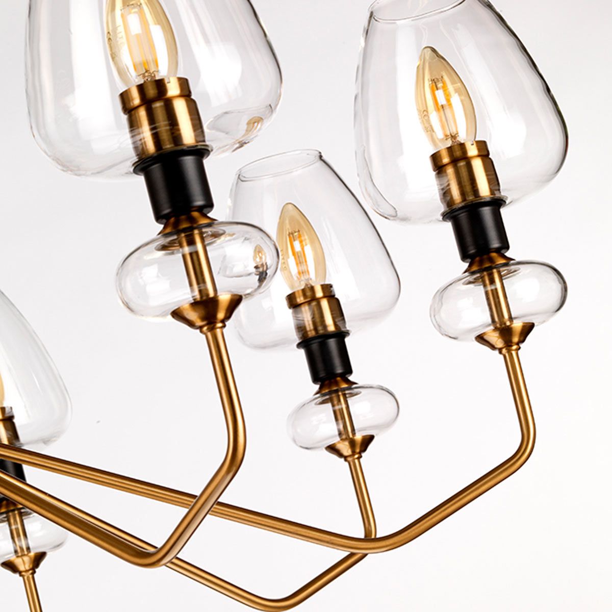 Armand 8 Light Chandelier Aged Brass Plated & Charcoal Black Paint - DL-ARMAND8-AB