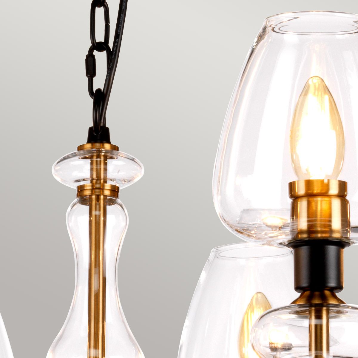 Armand 8 Light Chandelier Aged Brass Plated & Charcoal Black Paint - DL-ARMAND8-AB