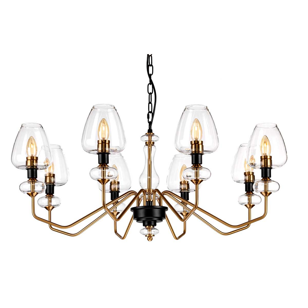 Armand 8 Light Chandelier Aged Brass Plated & Charcoal Black Paint - DL-ARMAND8-AB