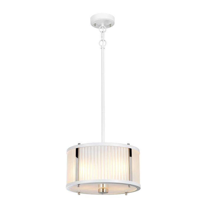 Corona 2 Light Pendant White Satin Painted & Polished Nickel - DL-CORONA-2P-WPN