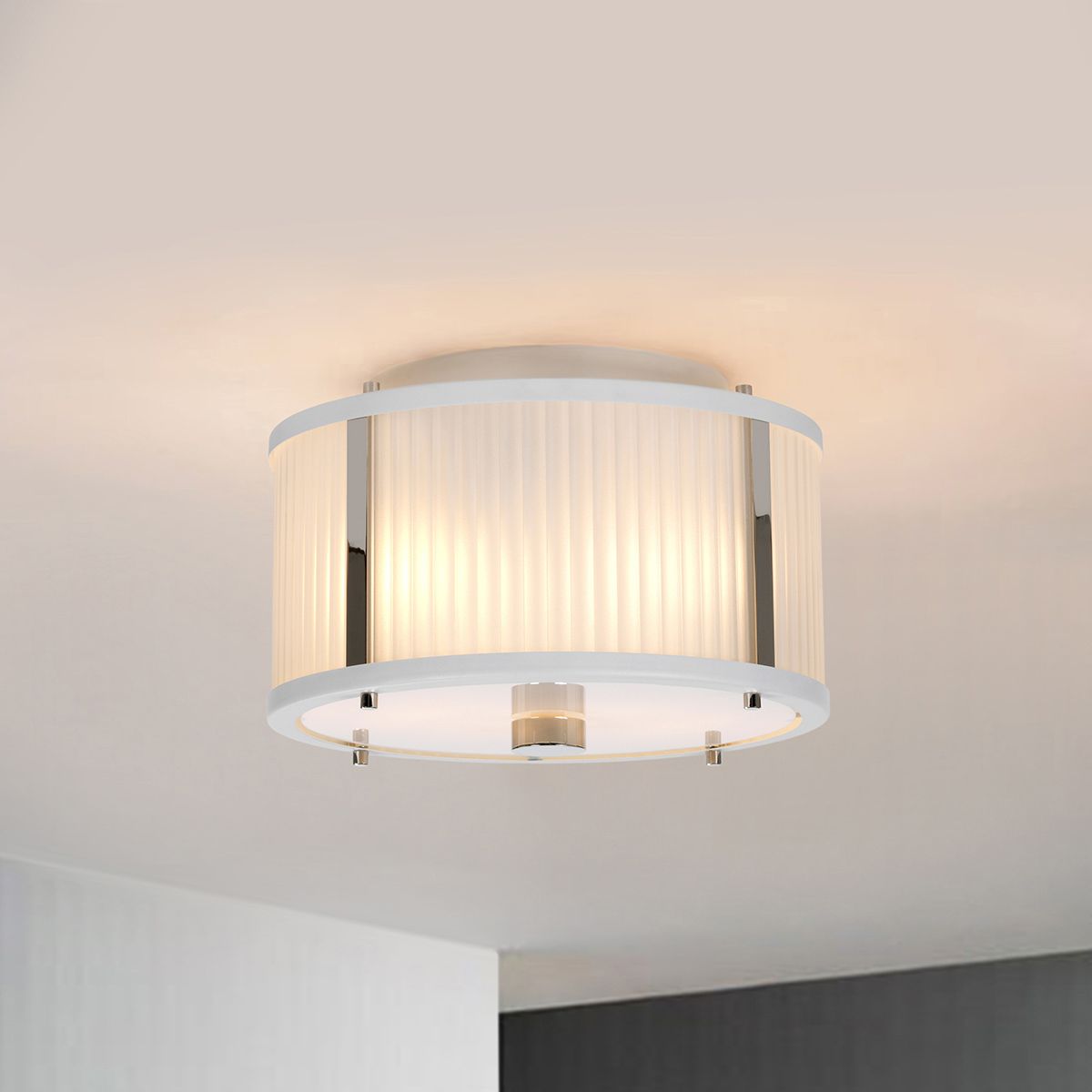 Corona 2 Light Pendant White Satin Painted & Polished Nickel - DL-CORONA-2P-WPN