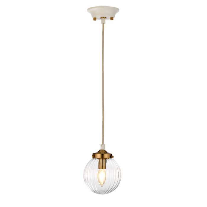 Cosmos 1 Light Pendant Cream Painted & Aged Brass - DL-COSMOS-1P